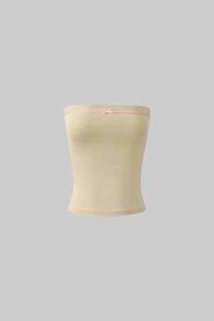 DreamyNerd Velvet Ribbon Trim Tube Top