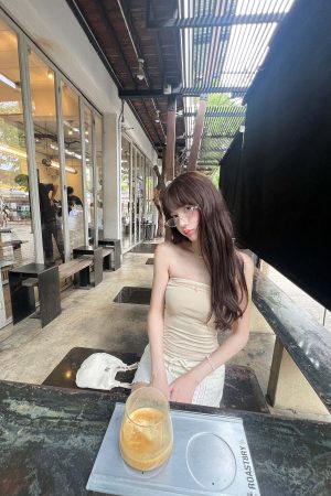 DreamyNerd Velvet Ribbon Trim Tube Top