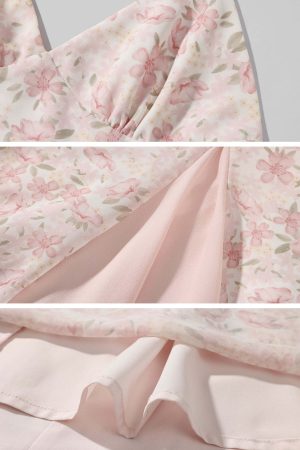 DreamyNerd Vintage Floral Halter Mini Dress with Chiffon Inserts and Flared Skirt