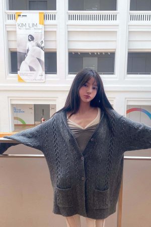 DreamyNerd Vintage Knit Oversized Cardigan