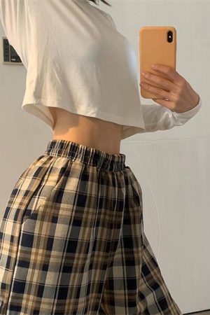 Elasticated Waist Checkered Sweatpants