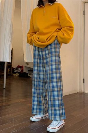 Elasticated Waist Checkered Sweatpants