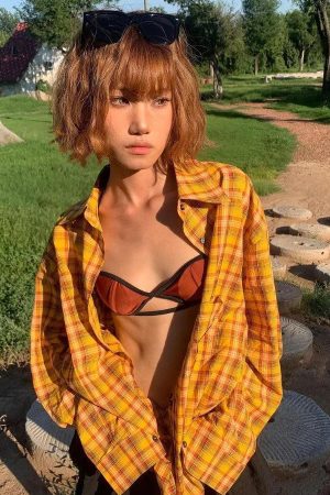 Embroidered Tasseled Plaid Shirt