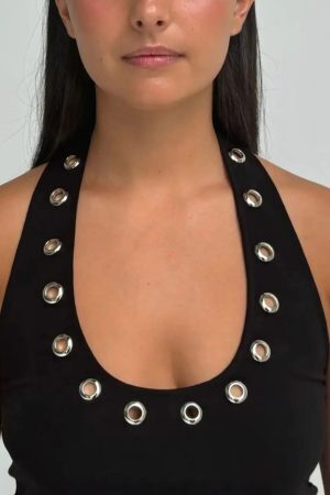 Eyelet Halter Neck Top