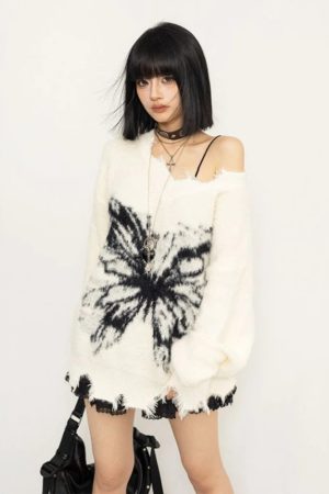 Fairy Grunge Butterfly Fluffy Sweater