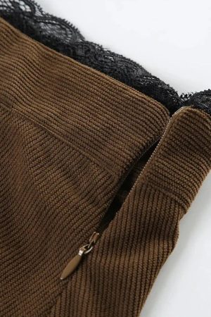 Fairy Grunge Corduroy Midi Skirt