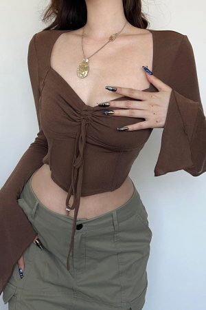 Fairy Grunge Flared Sleeve Crop Top