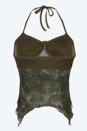 Fairy Grunge Floral Halter Neck Top