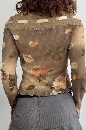 Fairy Grunge Floral Off Shoulder Lace Top