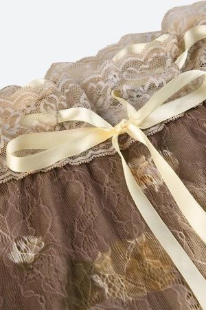 Fairy Grunge Floral Off Shoulder Lace Top