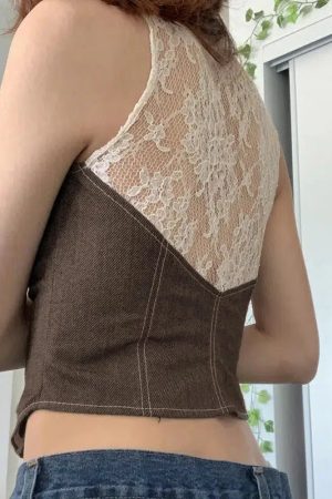 Fairy Grunge Lace Back Vest