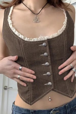 Fairy Grunge Lace Back Vest