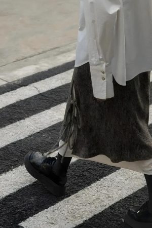 Fairy Grunge Lace Up Midi Skirt