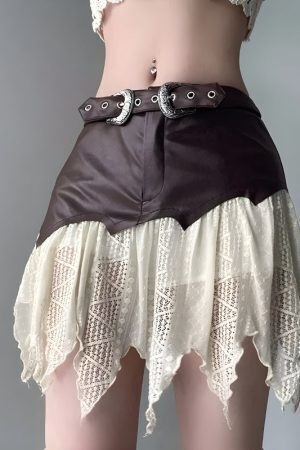 Fairy Grunge Patchwork Lace Mini Skirt