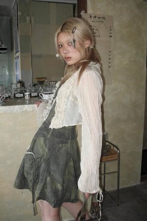 Fairy Grunge Ruffled Crop Cardigan