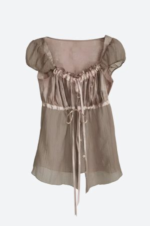 Fairy Grunge Sheer Ruched Top