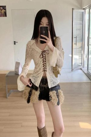 Fairy Grunge Transparent Lace Blouse