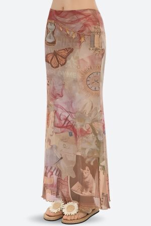 Fairycore Butterfly Mesh Maxi Skirt