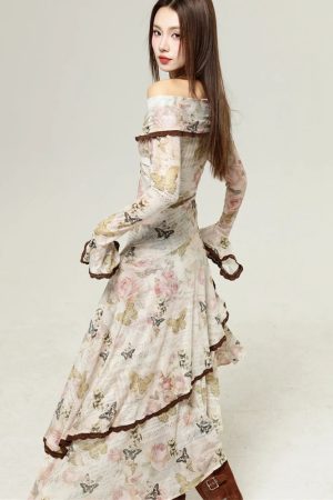 Fairycore Butterfly Off Shoulder Midi Dress