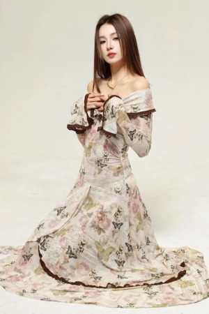 Fairycore Butterfly Off Shoulder Midi Dress