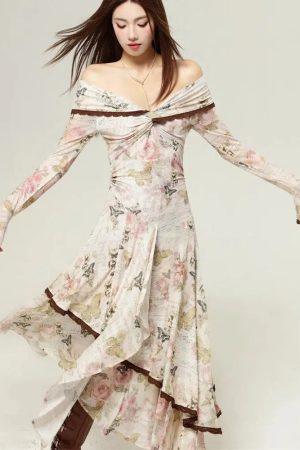 Fairycore Butterfly Off Shoulder Midi Dress