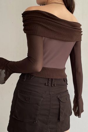 Fairycore Butterfly Ruched Off Shoulder Top