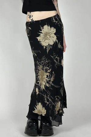 Fairycore Dark Fairy Midi Skirt