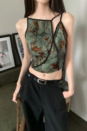 Fairycore Floral Asymmetric Top