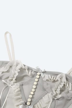 Fairycore Mesh Ruffled Top & Mini Skirt Two Piece Set