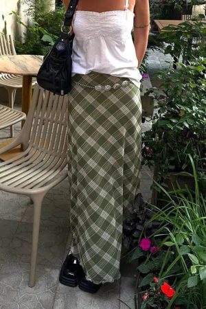 Fairycore Plaid Maxi Skirt