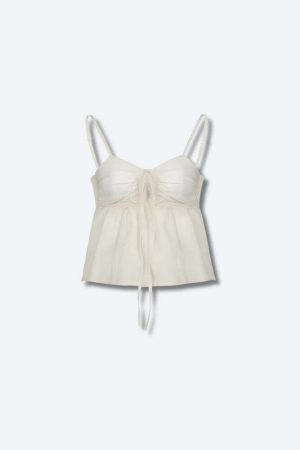 Fairycore Ruched Bust Lace Up Top