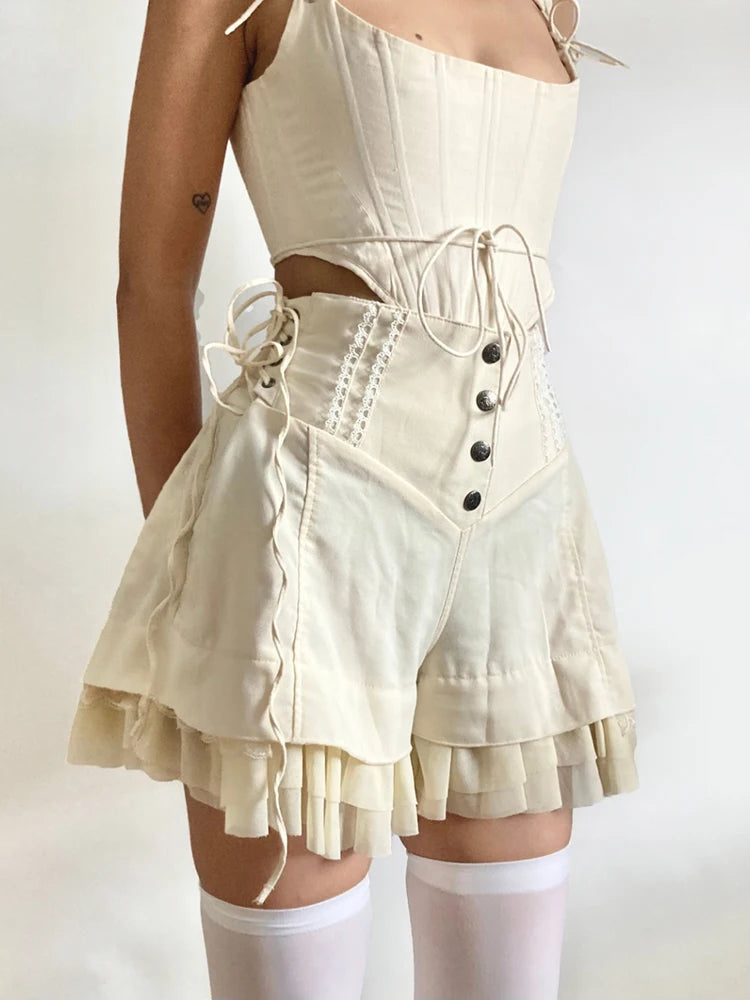 Fairycore Ruffled Lace Up Shorts Fairycore Ruffled Lace Up Shorts