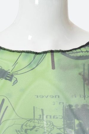 Fairycore Slit Mesh Crop Top