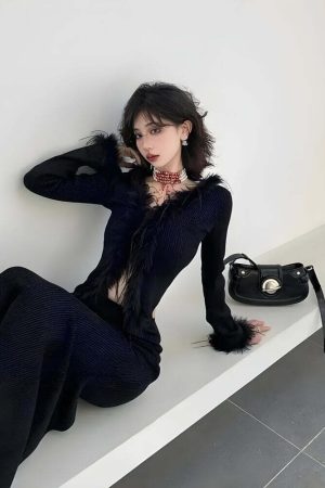 Faux Fur Trim Cardigan