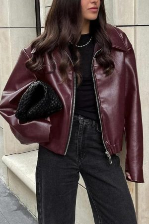 Faux Leather Burgundy Jacket