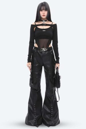 Faux Leather Cargo Pants