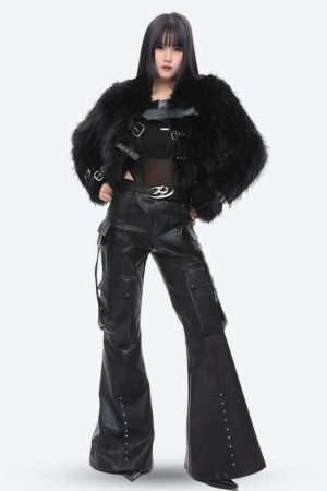 Faux Leather Cargo Pants