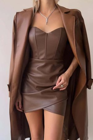 Faux Leather Corset Mini Dress