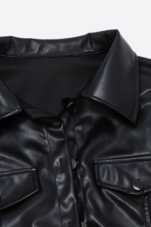 Faux Leather Cropped Jacket