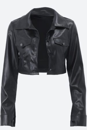 Faux Leather Cropped Jacket