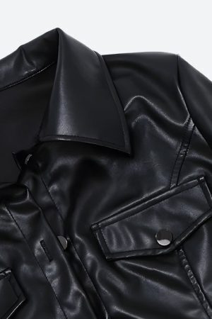 Faux Leather Cropped Jacket