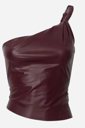 Faux Leather One Shoulder Top
