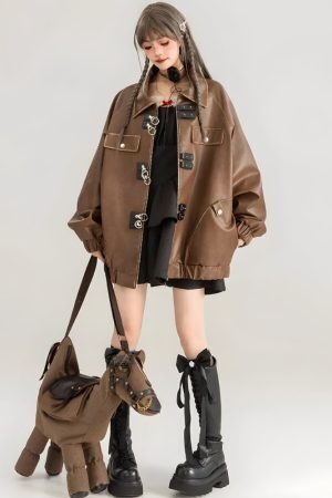 Faux Leather Oversized Jacket