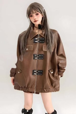 Faux Leather Oversized Jacket