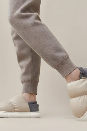 Faux Leather Puffer Slippers