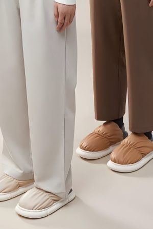 Faux Leather Puffer Slippers