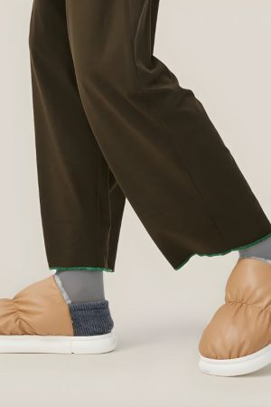 Faux Leather Puffer Slippers