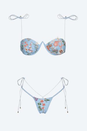 Floral Embroidered Bikini Set