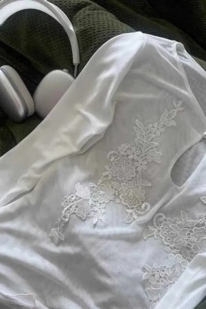 Floral Embroidered Mesh Top