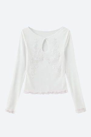 Floral Embroidered Mesh Top